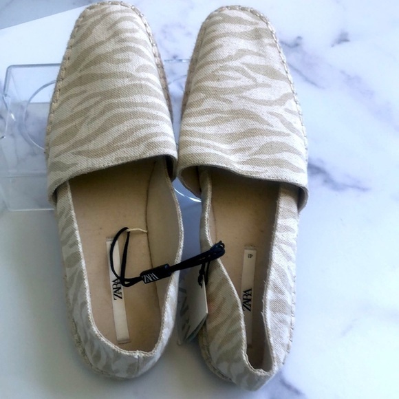 Zara Low Heel Cream  Zebra Animal Print Espadrilles Size EUR 41 US 10 NWT - Picture 10 of 11